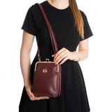 Newish Kadın Siyah Çapraz Klipsli Şık Moda Omuz Çantası - NEW383 - Bordo
