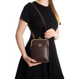 Newish Kadın Siyah Çapraz Klipsli Şık Moda Omuz Çantası - NEW383 - Kahverengi