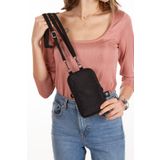 Newish Kadın Siyah Krınkıl Suya Dayanıklı Telefon Bölmeli Mini Omuz Ve Bel Çantası (BOY:19 EN:12CM)