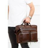 Newish Polo 15.6'' Hakiki Deri Bilgisayar Laptop Çantası Kahverengi