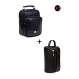 NEWISH POLO ACCESSORIES 2’li Erkek Siyah El Çantası ve Tıraş Portföy Çanta Günlük kullanım ve Seyahat