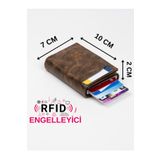 NEWISH POLO ACCESSORIES Crezy Deri Mekanizmalı Otomatik Kızaklı Kartlık Cüzdan Rfıd Korumalı Alemünyum Mekanizma(7CMX10CM)