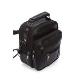 NEWISH POLO ACCESSORIES Erkek Siyah Çelik Kasalı Hakiki Deri El Ve Omuz Çantası Ayarlanabilir Askılı (Küçük Boy)
