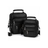 NEWISH POLO ACCESSORIES Erkek Siyah Çelik Kasalı Hakiki Deri El Ve Omuz Çantası Ayarlanabilir Askılı (Orta boy ve Küçük boy)