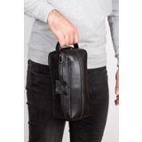 NEWISH POLO ACCESSORIES Erkek Siyah Deri Kozmetik Portföy Çantası Şık Tıraş Seyahat Çantası Günlük Bakım Çantası El Çanta