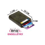 NEWISH POLO ACCESSORIES Haki Deri Mekanizmalı Otomatik Kızaklı Kartlık Cüzdan Rfıd Korumalı Alemünyum Mekanizma(7CMX10CM)
