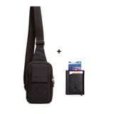 NEWISH POLO ACCESSORIES krinkel Siyah Telefon Bölmeli Bel Çapraz Omuz Çanta Göğüs Günlük Bodybag ve Kartlık Cüzdan