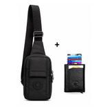 NEWISH POLO ACCESSORIES krinkel Siyah Telefon Bölmeli Bel Çapraz Omuz Çanta Göğüs Günlük Bodybag ve Kartlık Cüzdan