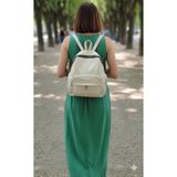Newish Polo Donna Model Sırt Çantası-Yıkama Suni Deri - Beyaz