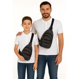 Newish Polo Erkek Çapraz Omuz Çantası Baba Oğul Kombinli NEWPOLO122 - Siyah - Mavi - Siyah - Ekose