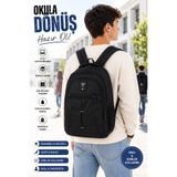 Newish Polo Erkek Dayanıklı Su Geçirmez Kumaş Fermuarlı Laptop Okul Spor ve Sırt Çantası (32X47CM)