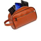 Newish Polo Erkek Deri Portföy Clutch Traş Kozmetik Bakım Ve Günlük El Çantası (14X24CM) newpolo171 - Taba