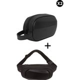 Newish Polo Erkek Deri Portföy Clutch Traş Kozmetik Bakım ve Günlük El Çantası 2 Adet - NEWPOLO351 - Siyah-Siyah