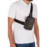 Newish Polo Erkek Keten Kumaş Belgrat Telefon Bölmeli Çapraz Göğüs ve Omuz Çantası - Siyah - Sarı