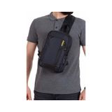 Newish Polo Erkek Kumaş Çapraz Göğüs Ve Omuz Çantası New158 - Siyah - Sarı