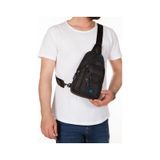 Newish Polo Erkek Kumaş Usb Kulaklık Çıkışlı Bodybag Göğüs Ve Omuz Çantası New172 - Siyah - Mavi
