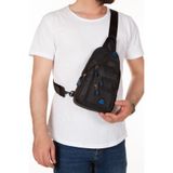 Newish Polo Erkek Kumaş USB Kulaklık Çıkışlı Bodybag Göğüs ve Omuz Çantası - Siyah - Mavi