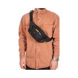 Newish Polo Erkek Kumaş Usb Kulaklık Çıkışlı Crossbody Çapraz Göğüs Omuz Ve Bel Çantası New201 - Siyah - Sarı