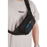Newish Polo Erkek Kumaş USB Kulaklık Çıkışlı Crossbody Çapraz Göğüs Omuz ve Bel Çantası Siyah - Mavi