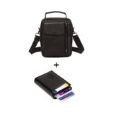 Newish Polo Erkek Mekanizmalı Cüzdan Ve Deri Kapaklı Omuz El Çantası 17x22cm - New337 Siyah