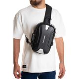 Newish Polo Erkek Şifreli Kilitli Su Geçirmez Tek Sırt Askılı Sling Bag USB ve Kulaklık Çıkışlı Çapraz Omuz ve Sırt Çantası - Siyah - 002 - Standart