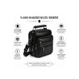 Newish Polo Erkek Siyah Çelik Kasalı Hakiki Deri El Ve Omuz Çantası Ayarlanabilir Askılı ( Küçük Boy )