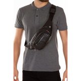 Newish Polo Erkek Siyah Deri Kulaklık Çıkışlı Su Geçirmez Çapraz Omuz ve Bel Çantası newpolo037
