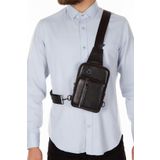 Newish Polo Erkek Siyah Deri Telefon Cüzdan Bölmeli USB Kulaklık Çıkışlı Çapraz Göğüs ve Omuz Çantası
