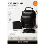 Newish Polo Erkek Siyah Deri Voyager Şık Günlük El Ve Omuz Çantası Şık Crossbody Günlük Erkek Seyahat Çantası ve cüzdan