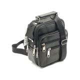 Newish Polo Erkek Siyah Hakiki Deri Çelik Kasalı Omuz Ve El Çantası 15x19cm New274 Siyah
