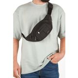Newish Polo Erkek Siyah Kanvas Kumaş Kulaklık Çıkışlı Bel ve Omuz Çantası