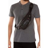 Newish Polo Erkek Siyah Suni Deri Çapraz Bel Çantası