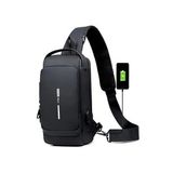 Newish Polo Erkek Siyah Usb Çıkışlı Çapraz Askılı Omuz ve Bel Çantası new222