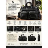 Newish Polo Hakiki Deri Evrak Notebook (Laptop) Çantası - Siyah