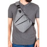 Newish Polo Heybe Keten Kumaş Çapraz Göğüs ve Omuz Çantası - Gri