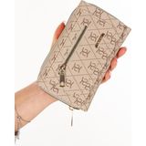 Newish Polo Kadın Deri Monogram Desenli Kartlık ve Cüzdan NEWPOLO327- Gri - Bej