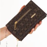 Newish Polo Kadın Deri Monogram Desenli Kartlık ve Cüzdan NEWPOLO327- Gri - Kahverengi