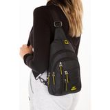Newish Polo Kadın Keten Kumaş USB Kulaklık Çıkışlı Fermuarlı Göğüs ve Omuz Çantası newpolo122 - Siyah - Sarı