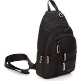 Newish Polo Kumaş USB Kulaklık Çıkışlı Bodybag Göğüs ve Omuz Çantası - Siyah