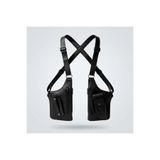 Newish Polo Unisex Siyah Vegan Deri Çapraz Askılı Çok Cepli Harness Göğüs Çantası