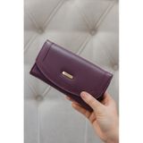 Newish Polo Zarf Model Kapaklı Fermuarlı Kadın Portföy Cüzdan Mor