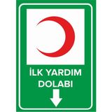 NewJargon Ilk Yardım Dolabı Aşağı Ok Levhası - Sac Malzeme 50X70 cm - 50 x 70 cm