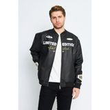 NewLaker Oversize Deri Homme Nakış Işlemeli Bomber Ceket - 001-Siyah - L-Sort