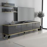 Newline Mobilya Bendır Mermer - Altın Elite Gold Tv Ünitesi 180 cm Z2003 - Bendir Mermer - Altın