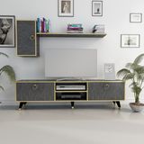 Newline Mobilya Directory Tv Ünitesi Bendır Altın 160 cm - Bendir Mermer - Altın