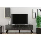 Newline Mobilya Hermes Tv Ünitesi 150 cm Bendir-Altın - Bendir Mermer - Altın