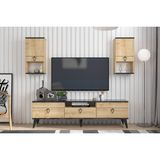 Newline Mobilya Pandora Tv Ünitesi 160 cm Bendir Mermer-Safir Meşe - Bendir Mermer - Safir Meşe