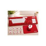 newnet Kablosuz KIRMIZI Klavye Mouse Mousepad Seti | Q Klavye Sessiz Tuş | USB Alıcılı | Ergonomik Tasarım | Tak Çalıştır