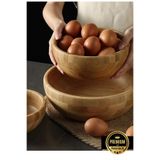 NEWNOW Bambu 3 lü Kase, Bambu 3 boy Salata Kasesi, Meyvelik, Dekoratif kase 20 cm + 25 cm + 30cm