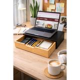 NEWNOW Bambu Masa Üstü Gizli Çekmece Organizer – Minimal Kahve Köşesi & Masa Düzenleyici